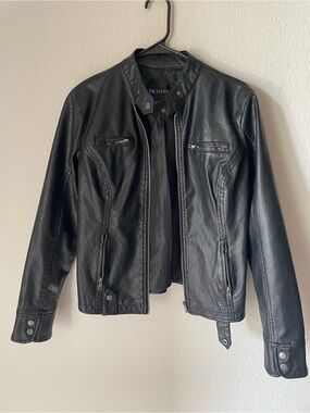 Vintage I.B. Diffusion Women's Black Faux Leather Moto Jacket size (s)